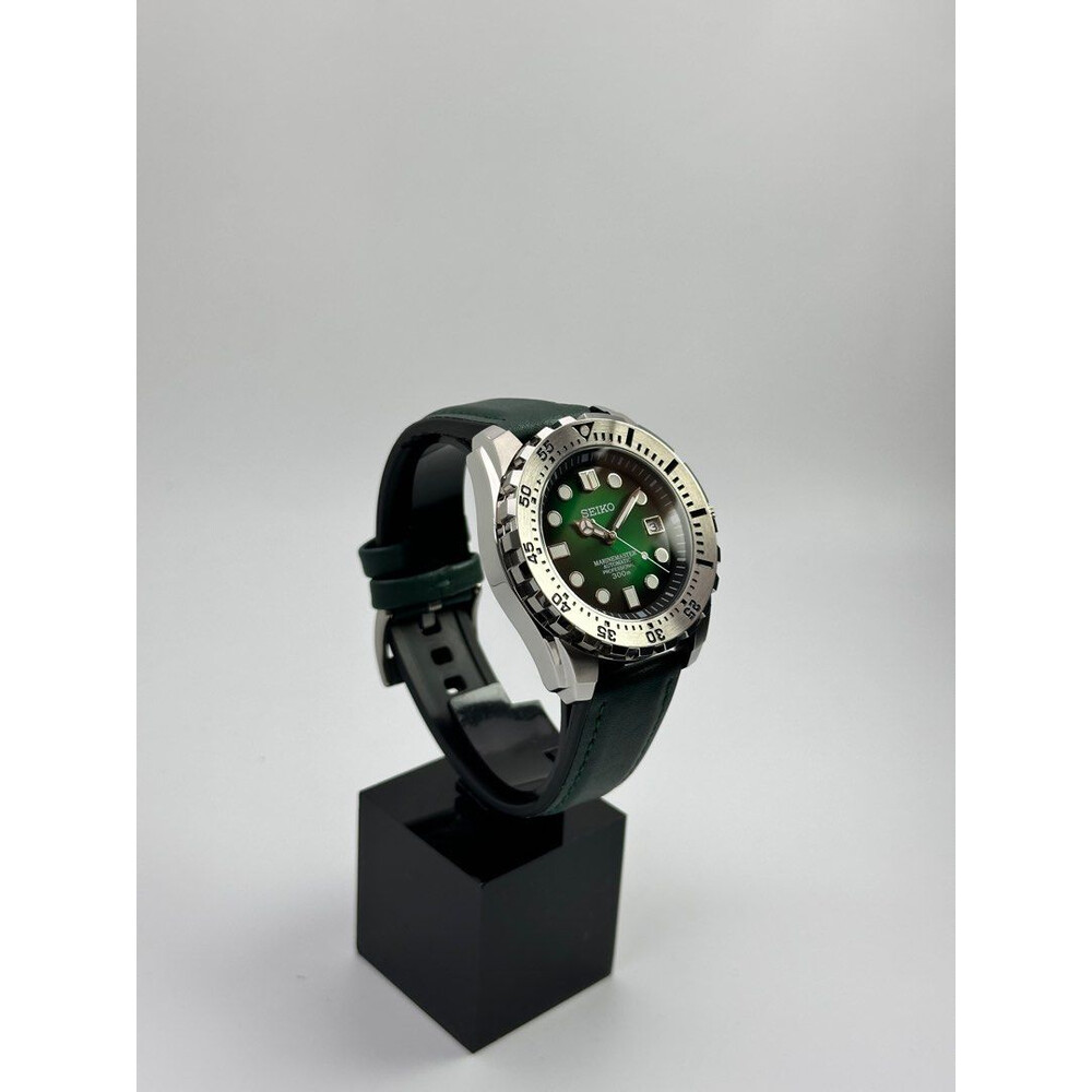 Custom Seiko Mod Green Silver Baby Monster 44mm E S Watches